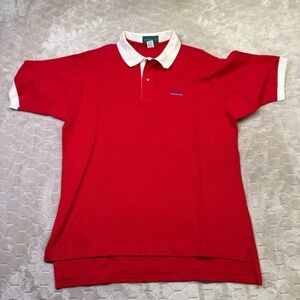 VTG 1980s Busch Beer Embroidered Promo Polo Shirt Mens Large Short Sleeve Red